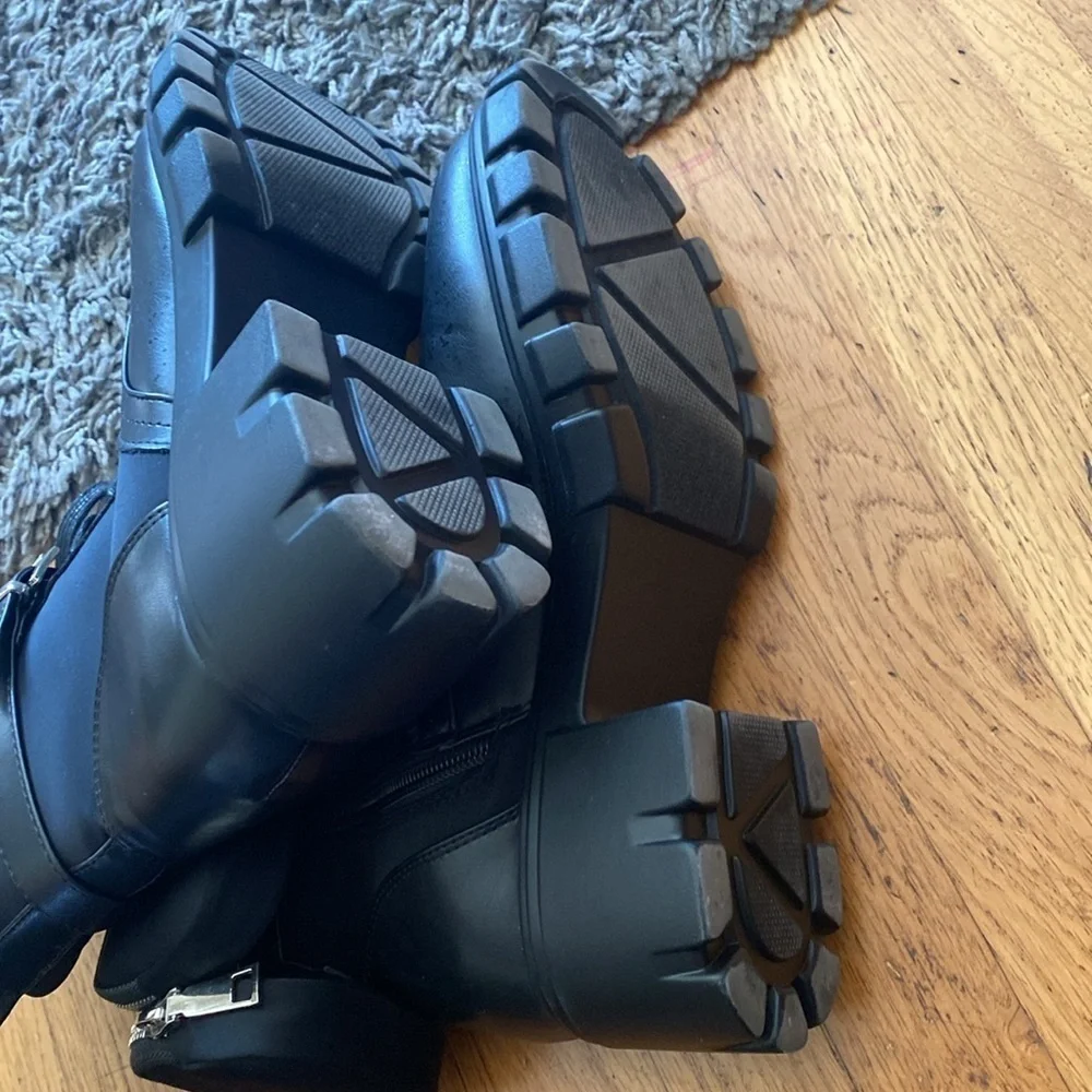 JF "TANZI" Black Combat Boots Size 9.5 - Picture 5 of 11